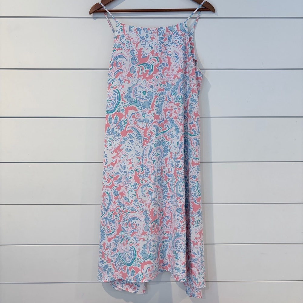 Antibes Blanc Pastel Paisley Swing Dress S Coastal Preppy Chic Flowy - Picture 4 of 8